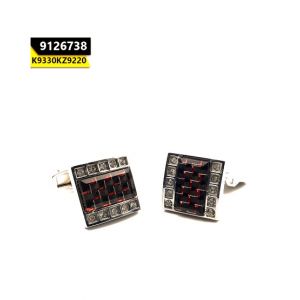 Kayazar Stylish Men's Cufflink Silver Stone With Red (9126738)
