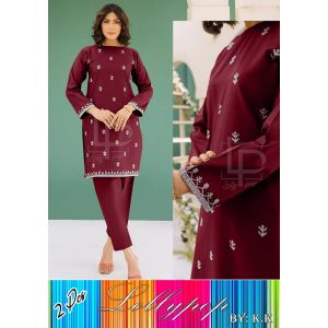 RG Shop Embroidery 2 pes suit for women-Red