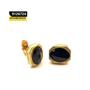 Kayazar Stylish Men's Cufflink Gold Black Stone Octa (9126724)