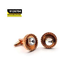Kayazar Men's Cufflink R.Gold Crystal Stone Round (9126704)