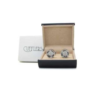 Cufflers Novelty Round Cufflinks Silver With Free Gift Box CU-2019