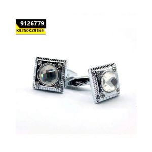 Kayazar Modern Men's Cufflinks Silver Square Big Crystal (9126779)