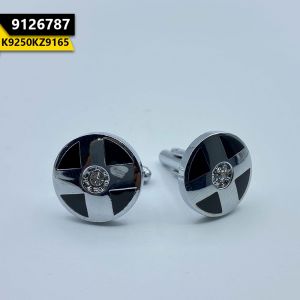 Kayazar Modern Men's Cufflinks Silver Black Cross Crystal (9126787)