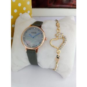 Sale Out Strap Watch + Bracelet For Women (0223)