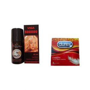 A1 Store Viga 500000 Delay Spray With Durex Fetherlite Condoms (3 Pcs)