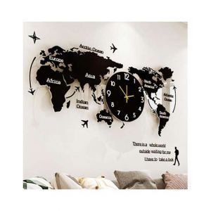 A.H Collection World Map With Clock Night Reflective