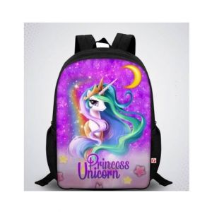 Traverse Princess Unicorn Digital Printed Kids Bag - Black (T855S)