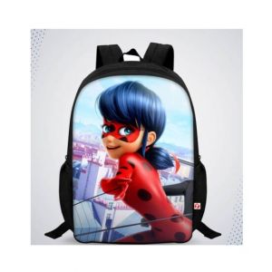 Traverse Miraculous Ladybug Digital Printed Kids School Backpack - Black (T319S)