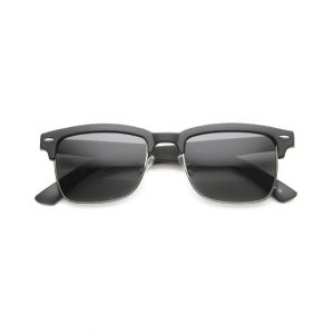 Afreeto Black Sunglasses Half Metallic For Men