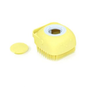 AH Traders Silicone Bath Body Brush With Dispenser Yellow