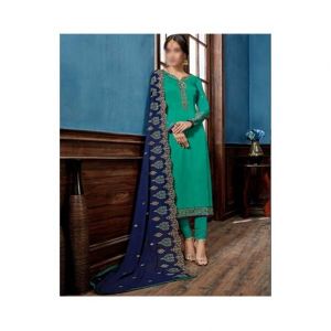 Aj Dukan Embroidered Satin Dress For Women (0215)