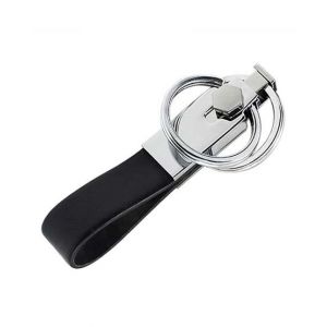 M.Mart Double Ring Leather Key Chain Black