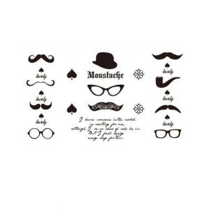 M.Mart Gentleman Hat & Cute Beard Glasses Waterproof Tattoo
