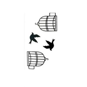 M.Mart Black Bird Cage Temporary Tattoo Sticker