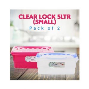 Appollo Small Clear Lock Container - Pack of 2