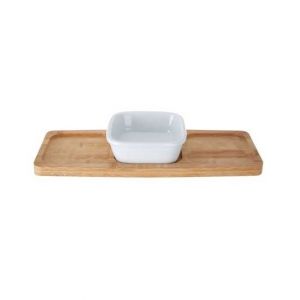 Premier Home Snack Bowl With Bamboo Tray - White (722277)