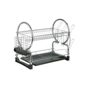 Premier Home 2 Tier Dish Drainer With Black Plastic Tray (509585)