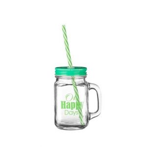 Premier Home Happy Days Glass Mug - 450ml Green (1404079)