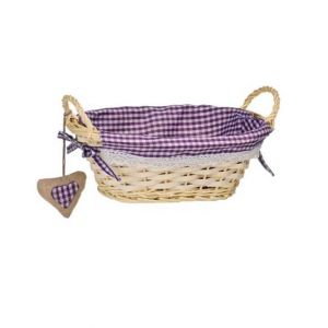 Premier Home Gingham Lining Oval Willow Bread Basket - Purple (1901047)