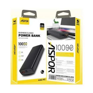 Aspor 10000mah Power Bank Black (A362 PD)