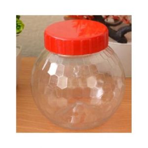 Baba Boota 62mm Transparent Diamond Design Plastic Jar (Pack of 5)