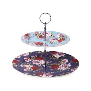 Easy Shop Floral Ceramic Cup Cake Stand - 2 Tiers