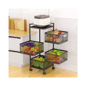 Easy Shop 4 & 5 Layer Black Rotation Food Storage Basket
