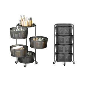 Easy Shop 4 & 5 Layer Black Round Food Storage Basket