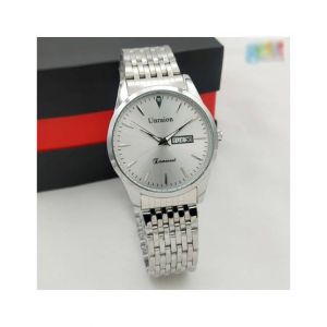 Easy Shop Stainless Steel Day and Date Chain Watch For Men - Silver