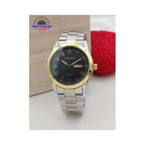 Easy Shop Stainless Steel Day and Date Chain Men Watch Push Button