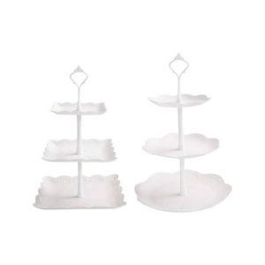Easy Shop Round and Square 3 Tier Tray Stand