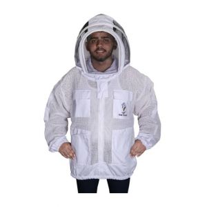 Toor Traders 3 Layer Ultra Breeze Ventilated Beekeepers with Fencing Veil Jacket For Men  -Small