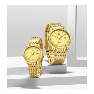 Naviforce Exclusive Date Edition Watch For Couples Gold (NF-9228-C-7)