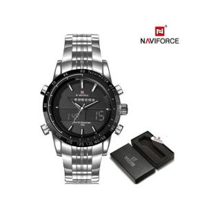 Naviforce Dual Time Edition Watch For Men Silver (NF-9024-6)
