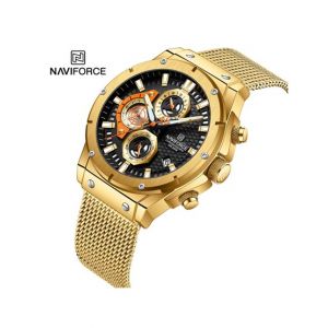 Naviforce Novicius Chronograph Edition Watch For Men Golden (NF-8027-2)