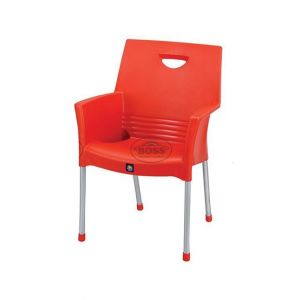 Boss Mega Jhony Pure Plastic Chair with Steel Legs (BP-317-RED)
