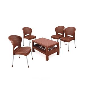 Boss Outdoor Dinning 4 Chairs & Table Brown