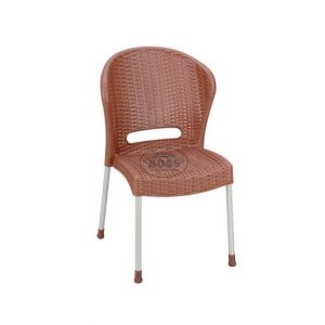 Boss Steel Plastic Jack Rattan Chair Without Arms Chocolate (BP-662-CHC)