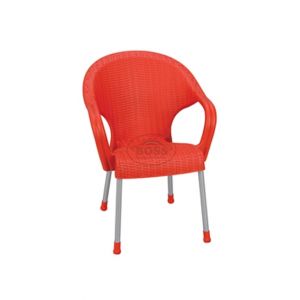 Boss Steel Plastic Princess Rattan Chair With Arms Red (BP-663-RED)