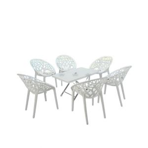 Boss Tree Chairs Set with Folding Steel Plastic Table White (BP-214-S)