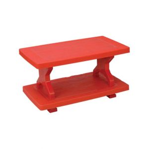Boss Vista Rattan Pure Plastic Double Shelf Table (BP-334)-Red