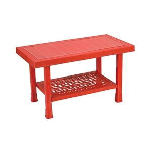 Boss Full Plastic Double Shelf Baby Rattan Table Red (BP-328-RED)