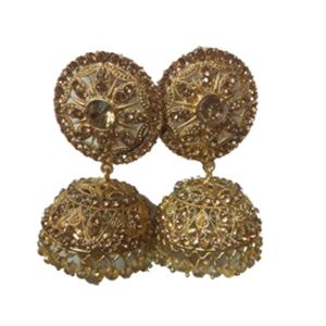 Bushrah Collection Golden Jhumka Earrings