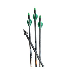 Silk Road Traders 6.2mm Weaven Pure Carbon Changeable Hunting Broadheads Archery Arrows (MSTJ-3K) - Spine 400 12 PCS-Green &amp; White-28 Inches