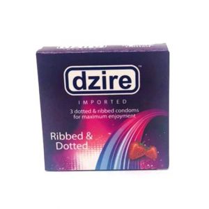 Dzire Ribbed Dotted Condom Pack of 3 (0243)