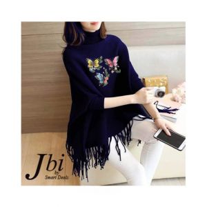 Charming Closet Butterfly Printed Top For Women Dark Blue