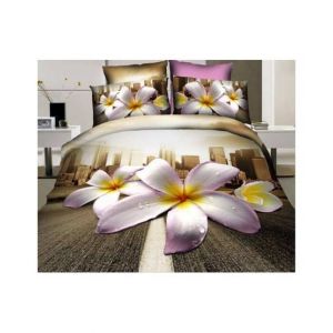 Consult Inn 3D Cotton Flower Printed Double Bed Sheet With 2 Pillow Covers