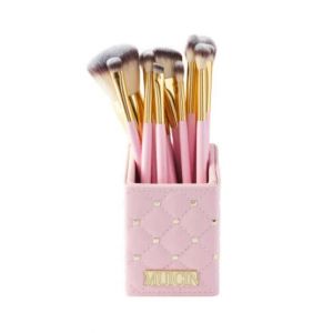 Muicin Natural Hair Studded Makeup Brushes 12 Pieces Set Pink
