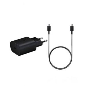 Samsung 25W 2 Pin Adapter With Type C to Type C Cable Black