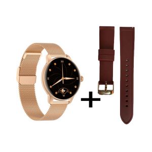 Kieslect L11 Lady Smart Watch With Gold Chain + Maroon Silicon Strap